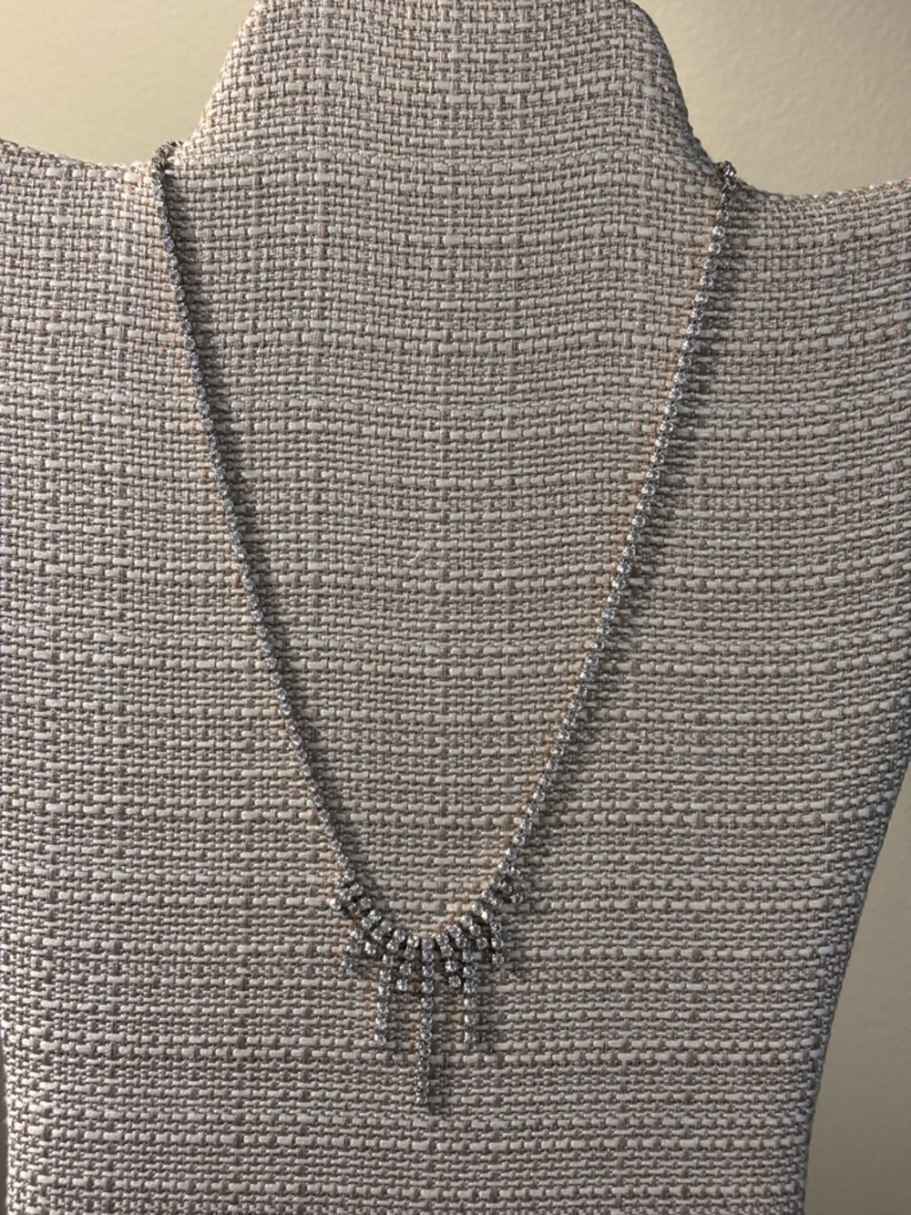 Monet Silver Crystal Fringe Necklace